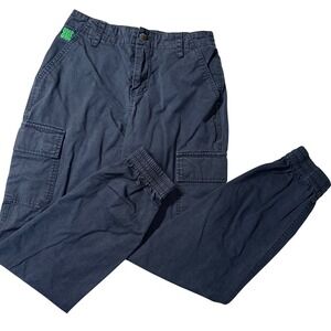 Empyre Relax Cargo Pants Joggers Dark Wash Elastic Waist Grunge Streetwear Sz S